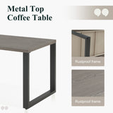 Belord 59-inch rectangular metal patio coffee table with storage shelf from the GRS Series, featuring a sleek outdoor design.