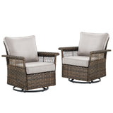 Belord outdoor wicker swivel glider patio chair with 4-inch wide armrests, SS Series, featuring a stylish and comfortable design.