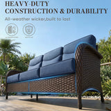 Belord 3-seater wicker patio sofa with 6-inch thick cushion, ideal for garden relaxation, part of the ND Series.