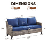 Belord outdoor 3-seat wicker patio sofa with thick cushions, ideal for outdoor lounging and garden seating.