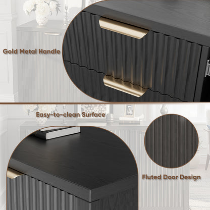 Save 50% - Fluted Sideboard Buffet Cabinet with Storage, 2 Doors & 3 Drawers, Adjustable Shelf Accent Credenza for Living Room or Entryway