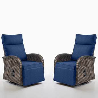 Premium 2-Piece Swivel Recliner Set - Adjustable Backrest & Footrest Patio Chairs, NDS Series - Belord