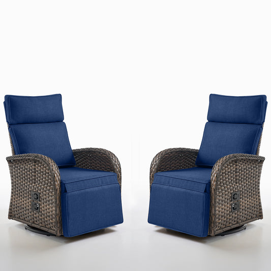Premium 2-Piece Swivel Recliner Set - Adjustable Backrest & Footrest Patio Chairs, NDS Series