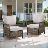 Belord outdoor wicker patio chairs set of 2 with 5-inch wide armrests, stylish and durable SS Series for outdoor seating.