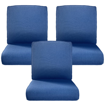3 Set High Back and Deep Seating Outdoor Cushion No Button, 22"x24"