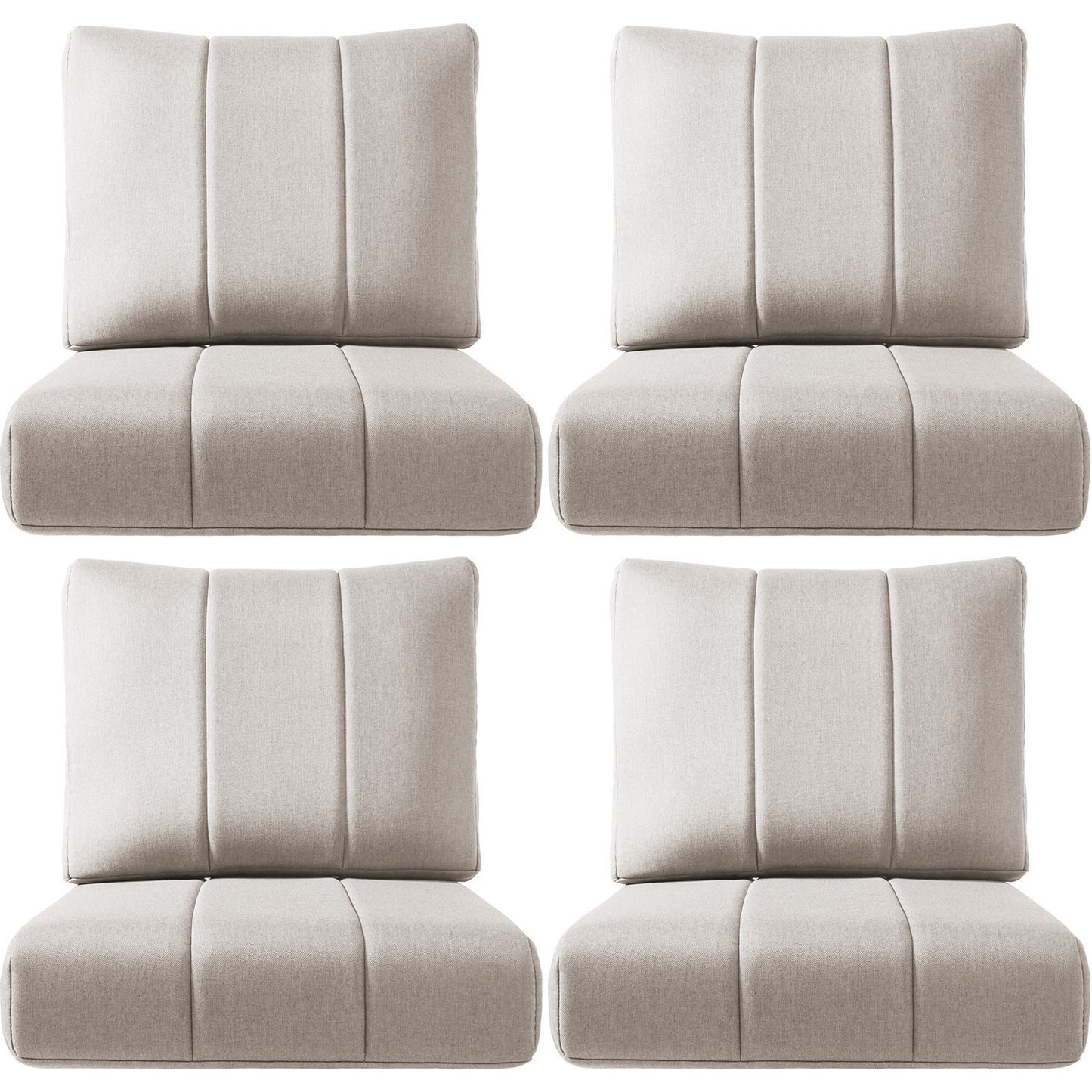 Luxury Outdoor Seat Cushions – Set of 4, 24"x24"x6" Water-Resistant Patio Chair Cushions for Rattan, Dining & Sectional Seating