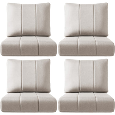 Set of four Belord luxury outdoor chair cushions, water-resistant 24x24-inch seat pads for patio rattan and sectional furniture.