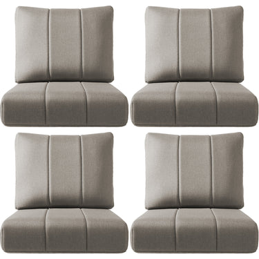 Set of four Belord outdoor chair cushions, 24x24x6 inches, water-resistant patio cushions for rattan, dining, and sectional seating.