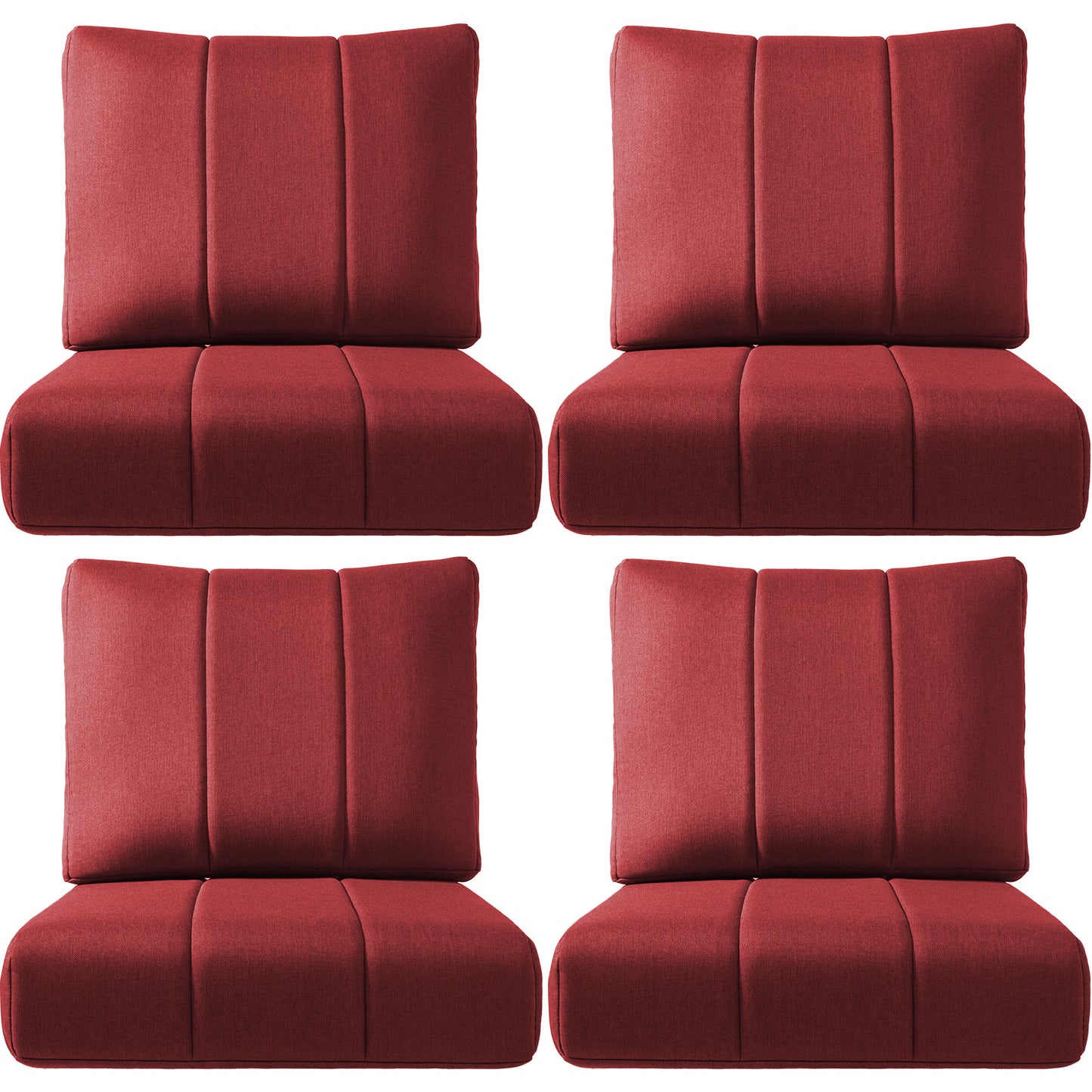 Luxury Outdoor Seat Cushions – Set of 4, 24"x24"x6" Water-Resistant Patio Chair Cushions for Rattan, Dining & Sectional Seating