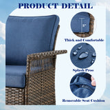 Set of three Belord wicker patio swivel glider chairs with side table, outdoor furniture for relaxing on the patio.