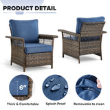 Belord outdoor wicker patio chair set of 2 with 5-inch wide armrests, stainless steel frame, perfect for outdoor seating.