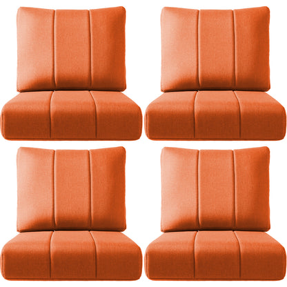 Luxury Outdoor Seat Cushions – Set of 4, 24"x24"x6" Water-Resistant Patio Chair Cushions for Rattan, Dining & Sectional Seating