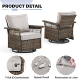 Belord outdoor wicker swivel glider patio chair with 4-inch wide armrests in SS Series, showcasing comfortable, stylish design.