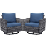 Pair of Belord wicker swivel glider chairs with 18.5-inch backs, sturdy design, part of the GRS Series for comfortable outdoor seating