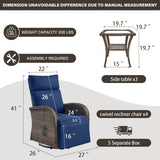 Premium 7-Piece Patio Conversation Set - 4 Swivel Recliners & 3 Side Tables with Dual-Adjust Chaise Lounges, NDS Series - Belord