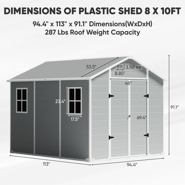 8x10 FT Outdoor Resin Storage Shed – Floor, Window, Lockable