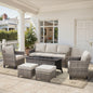 6-Piece Outdoor Lounge Set — Hand-Woven Wicker Sofa, 2 Patio Chairs, 1 Coffee Table & 2 Ottomans with Comfy Cushions, FG Series