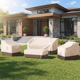Belord 4-piece patio furniture cover set with waterproof 600D fabric, including sofa, chairs, and table covers.