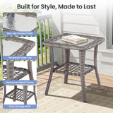 Belord outdoor wicker side table made with all-weather PE rattan, part of the FG series, featuring a compact, stylish design.