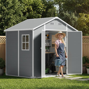 8x6 FT Outdoor Resin Storage Shed – Floor, Window, Lockable