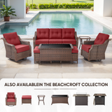 Belord outdoor wicker 3-seat patio conversation sofa with 6-inch thick cushions from the OVOL Series, showing the comfortable seating arrangement.
