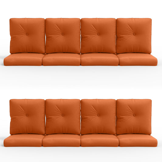 16-Piece Blue Patio Cushion Set - 8 Seat & 8 Back Cushions with Removable Waterproof Covers