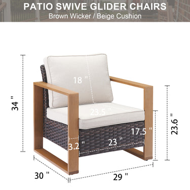 Belord ergonomic high-back wicker patio chair with 15° tilt, deep seat, and high back in a conversation set for outdoor relaxation.