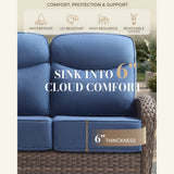 Belord 6-inch thick cushion wicker patio sofa for garden, 3-seater ND Series with comfortable cushions and stylish design