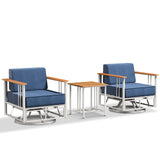 Belord Swivel Rocker Patio Conversation Set with 2 chairs and side table from BINGLI series, featuring cushioned seats and sturdy frames.