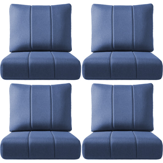 Luxury Outdoor Seat Cushions – Set of 4, 24"x24"x6" Water-Resistant Patio Chair Cushions for Rattan, Dining & Sectional Seating