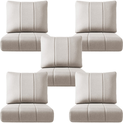 Luxury Patio Seat Cushion Set of 5 – 24"x24"x6" Water-Resistant Cushions for Patio Chairs, Sofas & Outdoor Sectionals