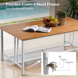 Belord outdoor coffee table from the BINGLI series with polywood slats and drainage gaps, designed for outdoor use.