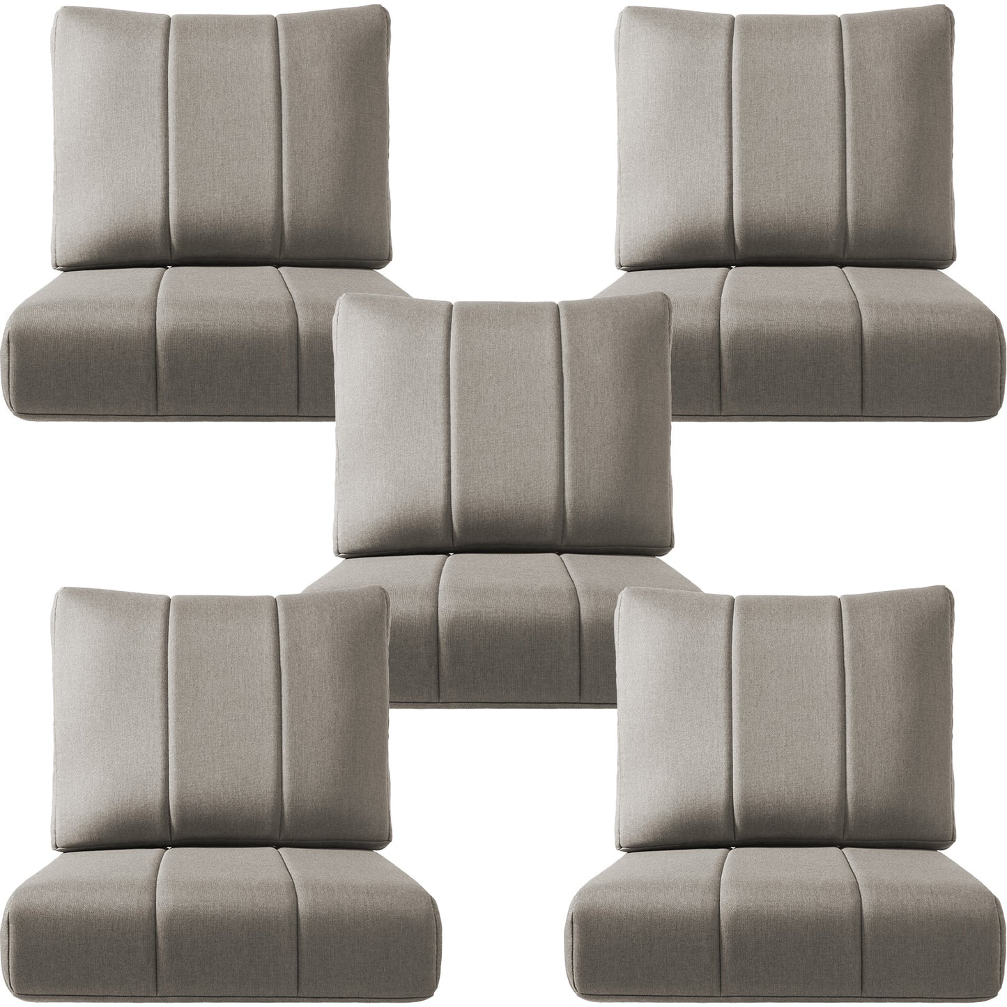 Luxury Patio Seat Cushion Set of 5 – 24"x24"x6" Water-Resistant Cushions for Patio Chairs, Sofas & Outdoor Sectionals