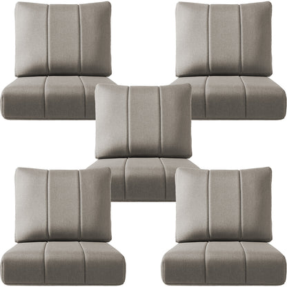 Luxury Patio Seat Cushion Set of 5 – 24"x24"x6" Water-Resistant Cushions for Patio Chairs, Sofas & Outdoor Sectionals