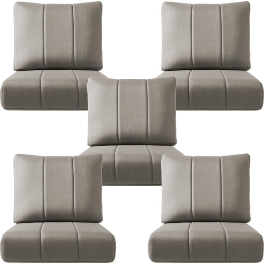 Luxury Patio Seat Cushion Set of 5 – 24"x24"x6" Water-Resistant Cushions for Patio Chairs, Sofas & Outdoor Sectionals