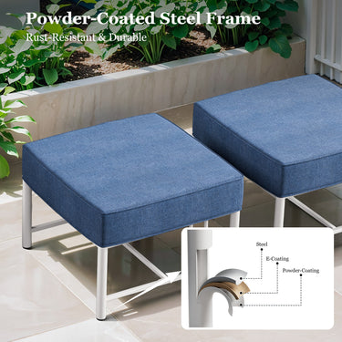 Pair of Belord BINGLI Series outdoor ottomans with 5-inch cushions, sturdy design, suitable for outdoor patio seating.