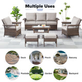Pair of Belord outdoor wicker patio chairs with 5-inch wide armrests, SS Series, perfect for outdoor seating and relaxation.