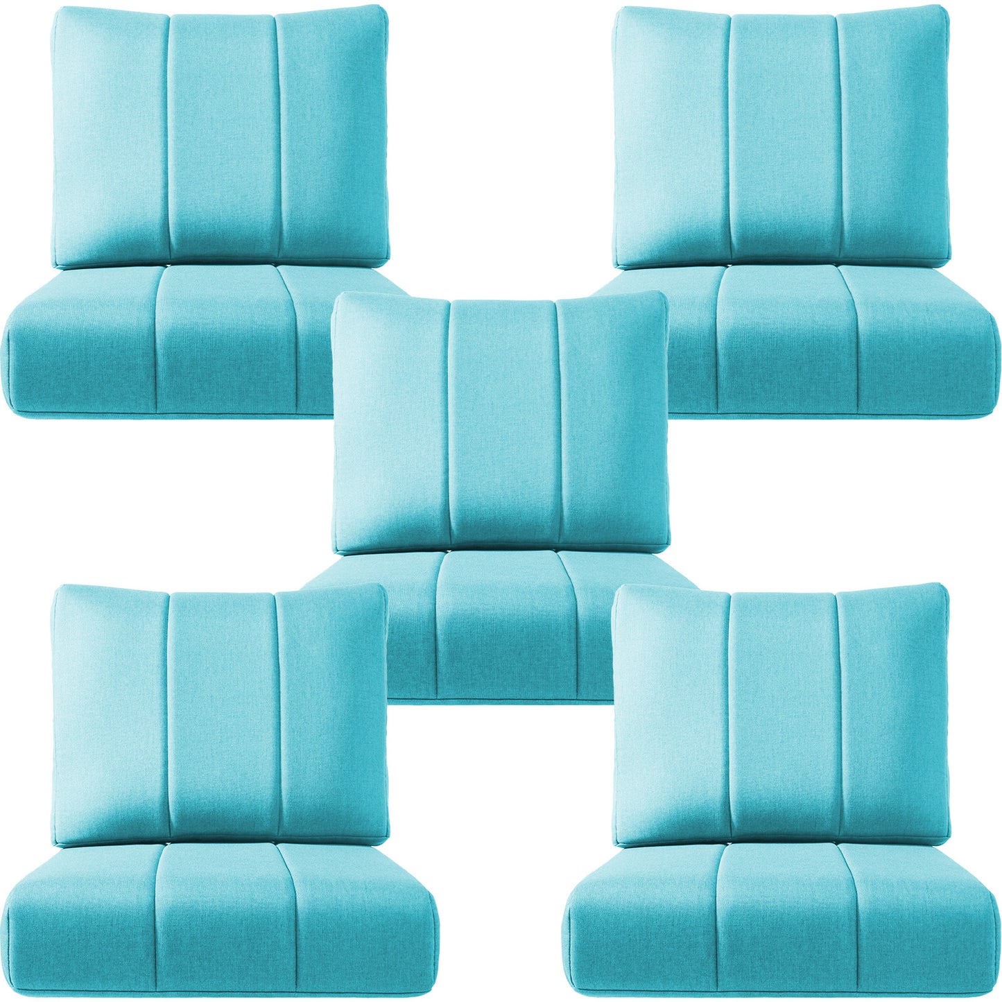 Luxury Patio Seat Cushion Set of 5 – 24"x24"x6" Water-Resistant Cushions for Patio Chairs, Sofas & Outdoor Sectionals