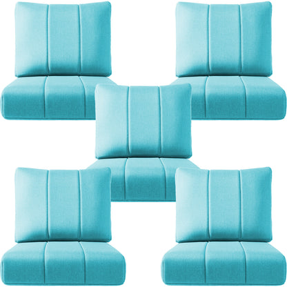 Luxury Patio Seat Cushion Set of 5 – 24"x24"x6" Water-Resistant Cushions for Patio Chairs, Sofas & Outdoor Sectionals