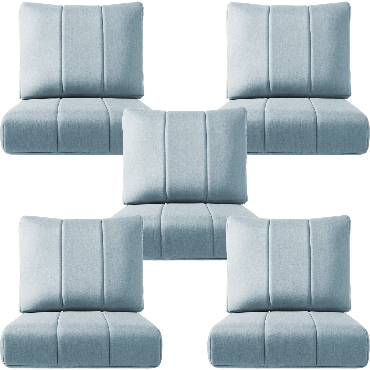 Luxury Patio Seat Cushion Set of 5 – 24"x24"x6" Water-Resistant Cushions for Patio Chairs, Sofas & Outdoor Sectionals