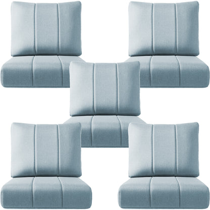 Luxury Patio Seat Cushion Set of 5 – 24"x24"x6" Water-Resistant Cushions for Patio Chairs, Sofas & Outdoor Sectionals