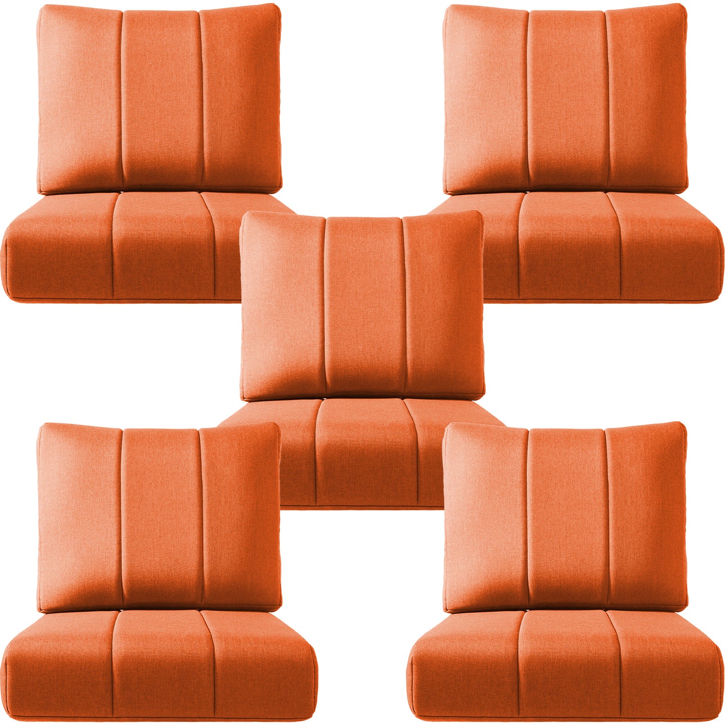 Luxury Patio Seat Cushion Set of 5 – 24"x24"x6" Water-Resistant Cushions for Patio Chairs, Sofas & Outdoor Sectionals