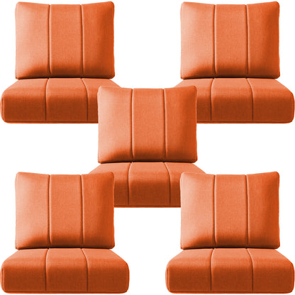 Luxury Patio Seat Cushion Set of 5 – 24"x24"x6" Water-Resistant Cushions for Patio Chairs, Sofas & Outdoor Sectionals