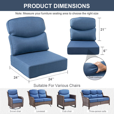 Belord deluxe 6-inch thick deep seat patio cushions set with high-density sponge, fade-resistant fabric, and removable covers.