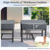 Pair of Belord outdoor ottomans from the BINGLI Series with 5-inch cushions, durable outdoor furniture for patio seating.