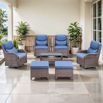 7 Piece Swivel Rocker Patio Chairs Set with Coffee Table, NTS Series