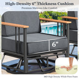 Pair of Belord patio swivel rocker chairs from the BINGLI series with 6-inch cushions, sturdy design, and modern outdoor style.