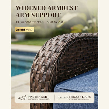 Belord 6-inch thick cushion wicker patio 3-seater sofa for garden, featuring a stylish outdoor wicker design and comfortable seating.