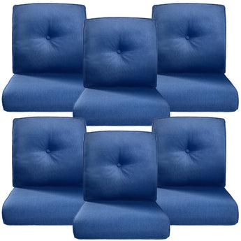 6 Piece High Back and Deep Seating Outdoor Cushion with Button, 22"x24"