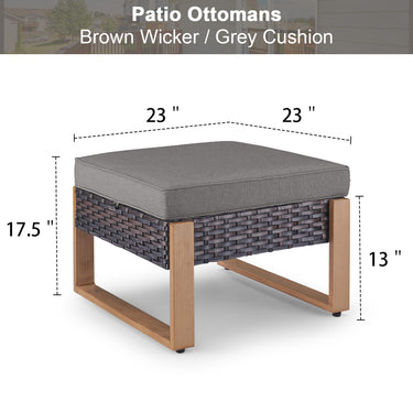 Belord multi-functional outdoor ottoman from the HOP Series, serving as a footstool and extra seat in a patio conversation set.